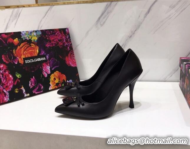 New Style Dolce & Gabbana DG Calf Leather Pumps 10.5cm 093098 All Black