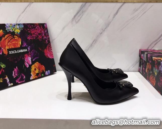 New Style Dolce & Gabbana DG Calf Leather Pumps 10.5cm 093098 All Black