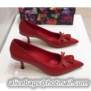 Unique Discount Dolce & Gabbana DG Calf Leather Pumps 6.5cm 093099 Red 2021