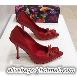 Top Design Dolce & Gabbana DG Calf Leather Pumps 10.5cm 093100 Red