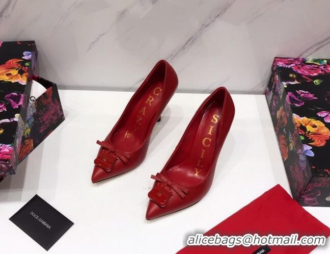 Top Design Dolce & Gabbana DG Calf Leather Pumps 10.5cm 093100 Red