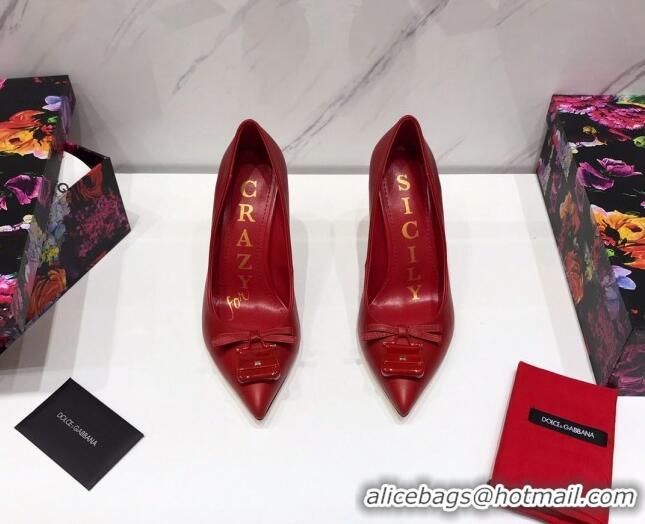 Top Design Dolce & Gabbana DG Calf Leather Pumps 10.5cm 093100 Red