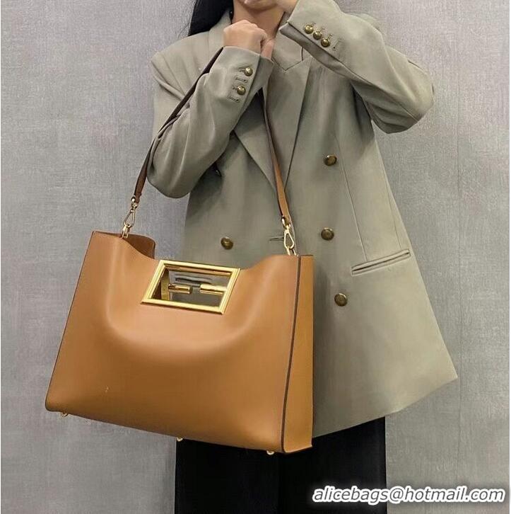 Famous Brand FENDI WAY MEDIUM Brown leather bag 8BH391AAI