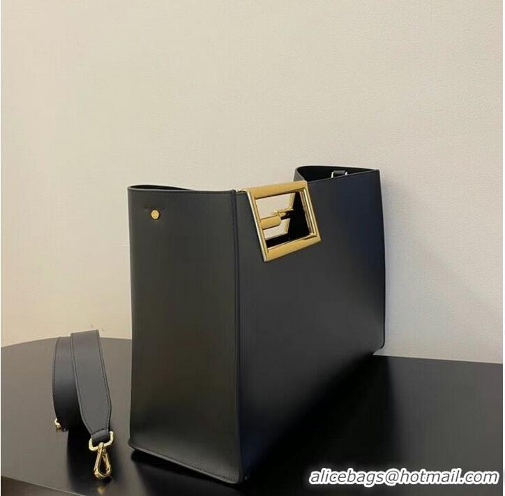 Good Quality FENDI WAY MEDIUM black leather bag 8BH391AAI