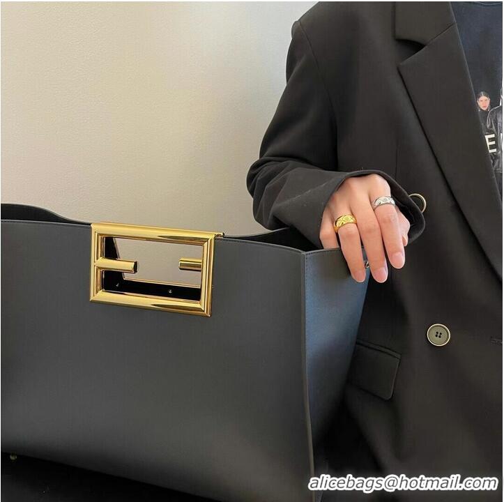 Good Quality FENDI WAY MEDIUM black leather bag 8BH391AAI