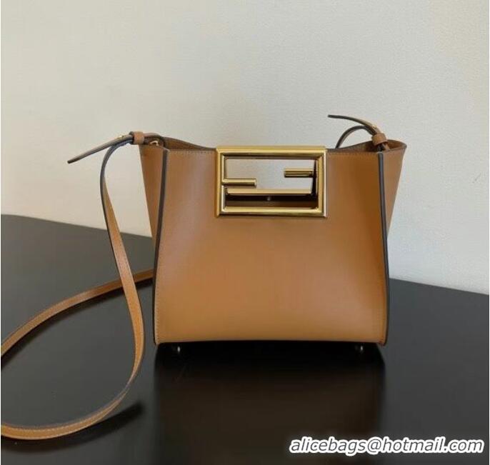 Top Quality FENDI WAY small leather bag 5FB6846 brown