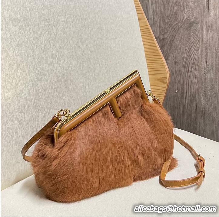 Inexpensive FENDI FIRST SMALL mink bag 8BP129A brown