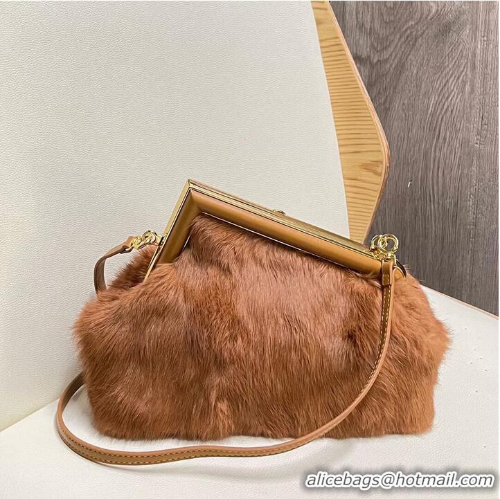 Inexpensive FENDI FIRST SMALL mink bag 8BP129A brown