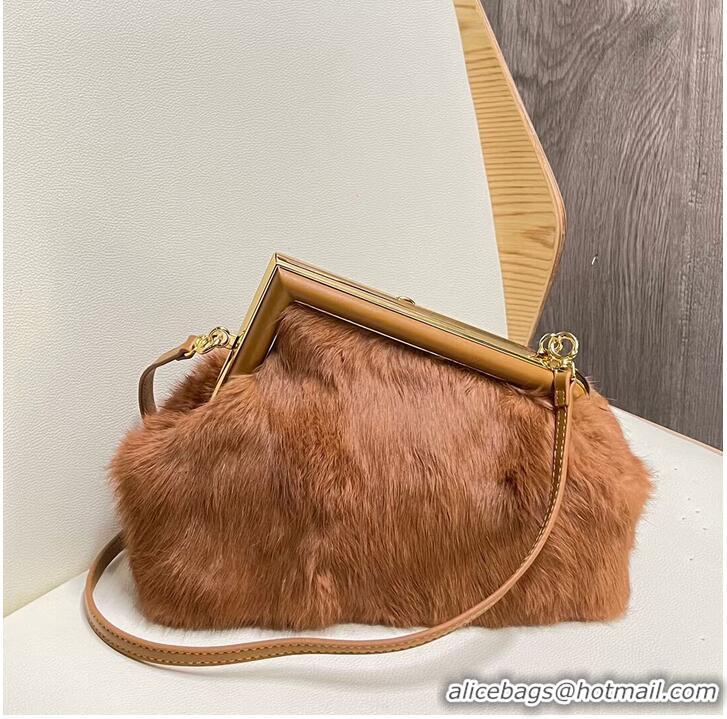 Inexpensive FENDI FIRST SMALL mink bag 8BP129A brown