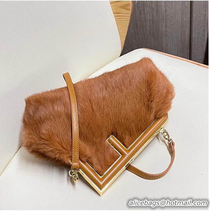 Inexpensive FENDI FIRST SMALL mink bag 8BP129A brown