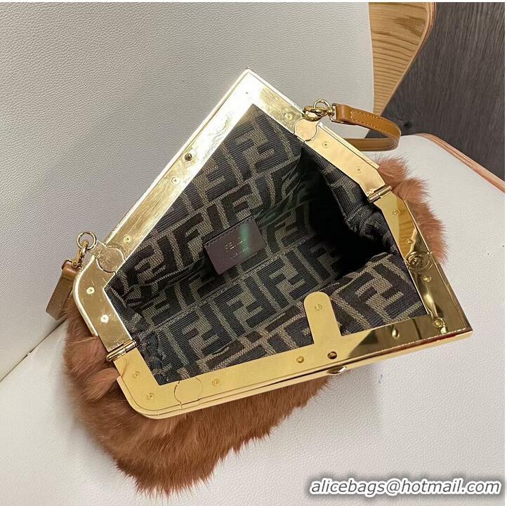 Inexpensive FENDI FIRST SMALL mink bag 8BP129A brown