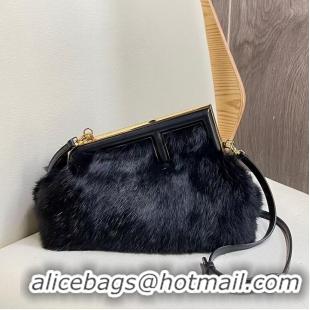 Shop Grade FENDI FIRST SMALL mink bag 8BP129A black