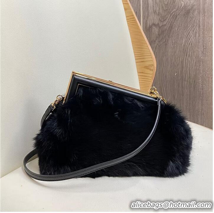 Shop Grade FENDI FIRST SMALL mink bag 8BP129A black