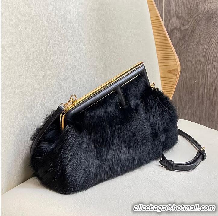 Shop Grade FENDI FIRST SMALL mink bag 8BP129A black