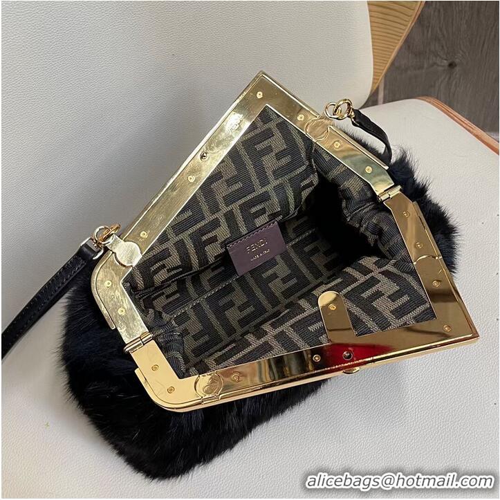 Shop Grade FENDI FIRST SMALL mink bag 8BP129A black