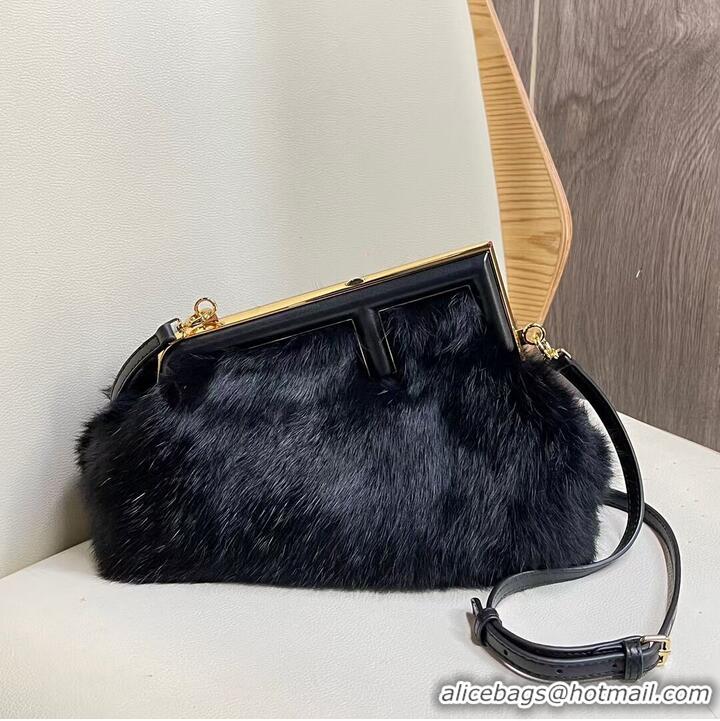 Shop Grade FENDI FIRST SMALL mink bag 8BP129A black