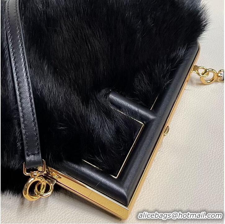 Shop Grade FENDI FIRST SMALL mink bag 8BP129A black