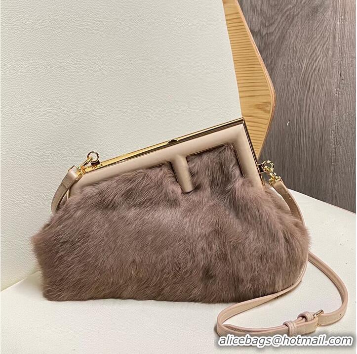 Fashion Discount FENDI FIRST SMALL mink bag 8BP129A grey