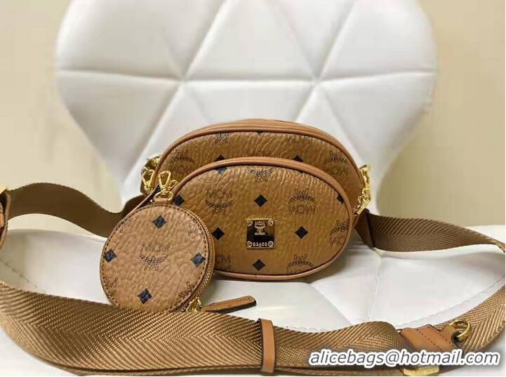 Promotional MCM Essential Visetos Multifunction Crossbody Bag Calfskin Leather MCM96858 Camel