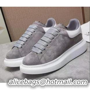 Perfect Alexander Mcqueen Suede and Calfskin Sneakers 081331 Grey