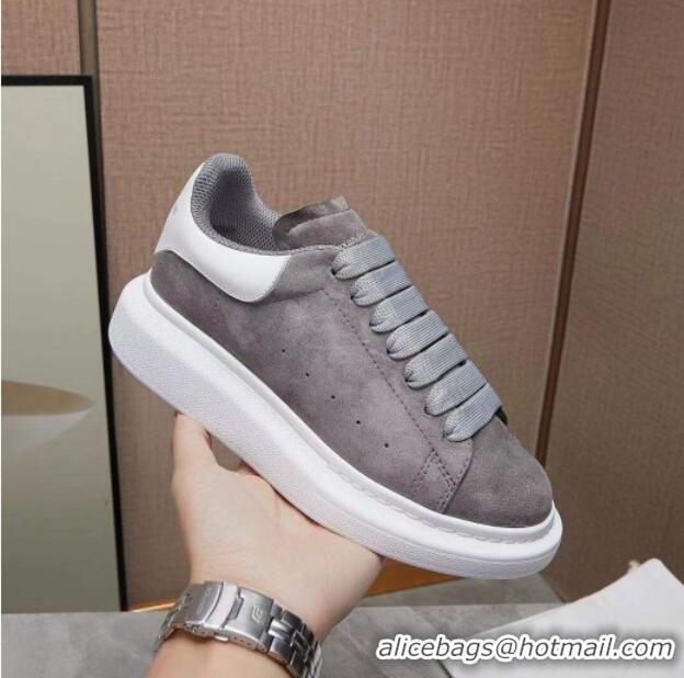 Perfect Alexander Mcqueen Suede and Calfskin Sneakers 081331 Grey