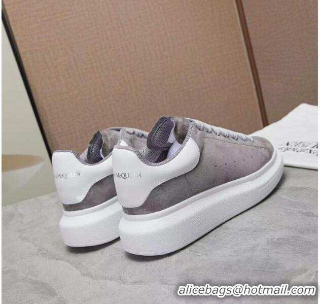 Perfect Alexander Mcqueen Suede and Calfskin Sneakers 081331 Grey