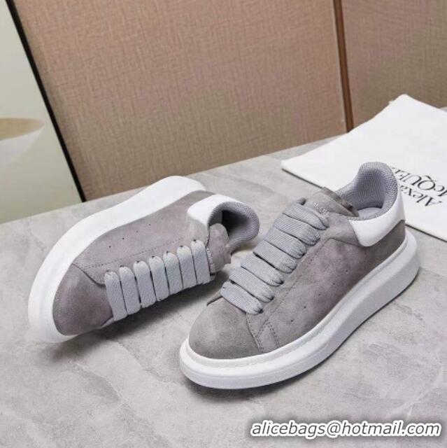 Perfect Alexander Mcqueen Suede and Calfskin Sneakers 081331 Grey