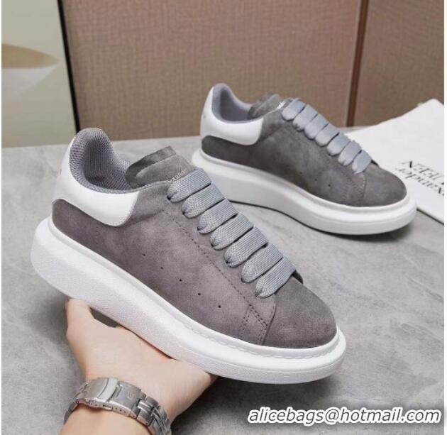 Perfect Alexander Mcqueen Suede and Calfskin Sneakers 081331 Grey