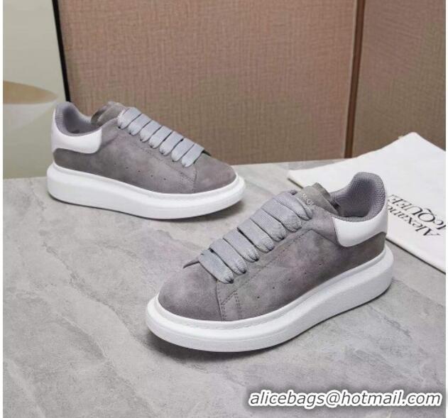 Perfect Alexander Mcqueen Suede and Calfskin Sneakers 081331 Grey