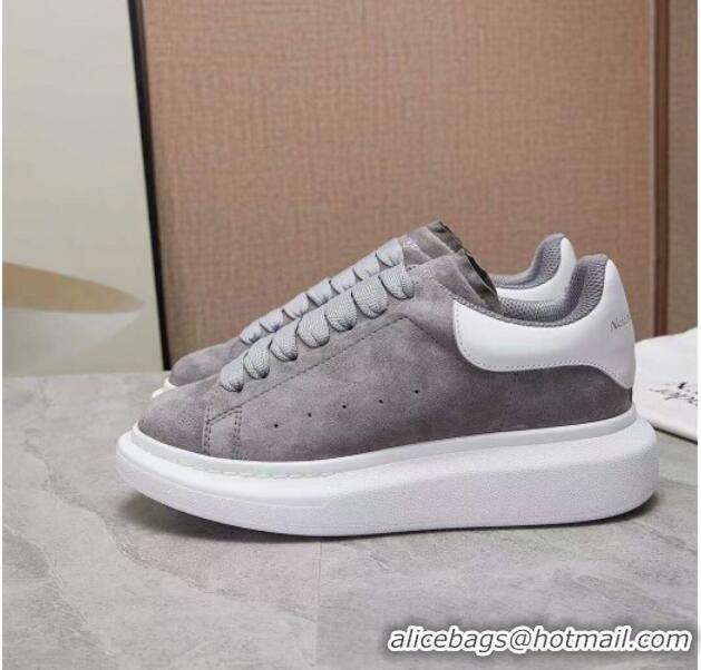 Perfect Alexander Mcqueen Suede and Calfskin Sneakers 081331 Grey