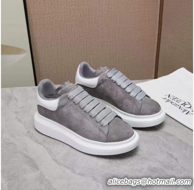 Perfect Alexander Mcqueen Suede and Calfskin Sneakers 081331 Grey