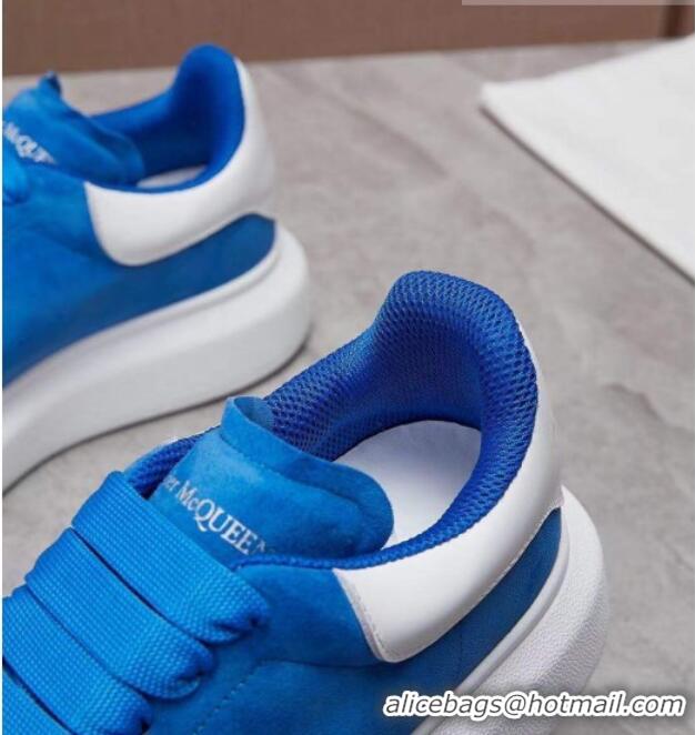 Top Quality Alexander Mcqueen Suede and Calfskin Sneakers 081331 Sky Blue