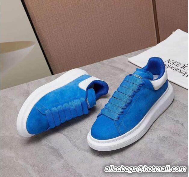 Top Quality Alexander Mcqueen Suede and Calfskin Sneakers 081331 Sky Blue