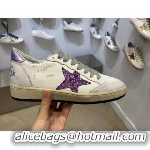 Custom Golden Goose GGDB Calfskin Sneaker White/Purple Sequins 051101