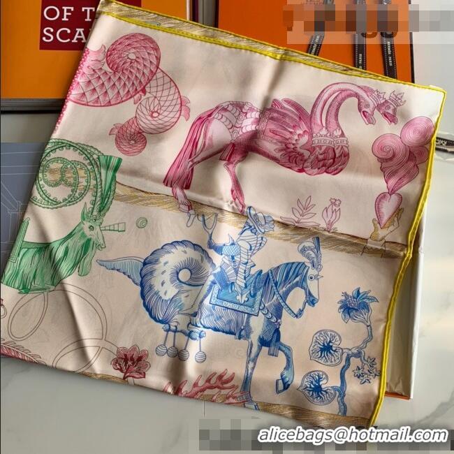 Top Grade Hermes Reversible Silk Sqaure Scarf 90x90cm H62311 Pink 2021