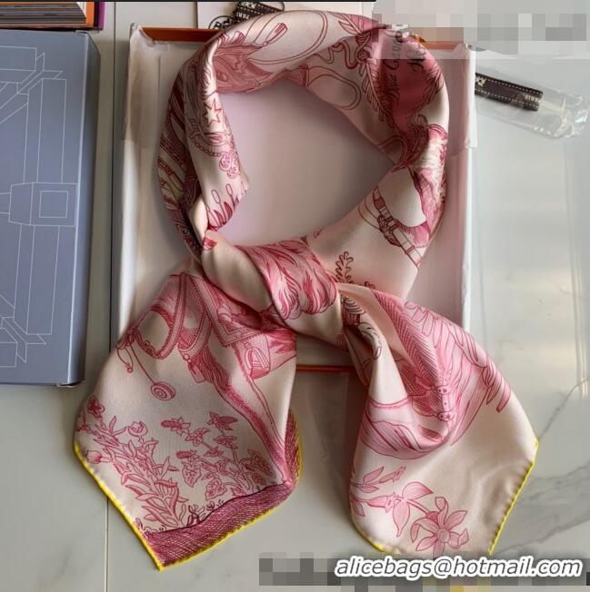 Top Grade Hermes Reversible Silk Sqaure Scarf 90x90cm H62311 Pink 2021