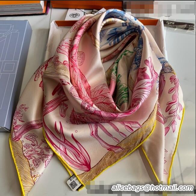 Top Grade Hermes Reversible Silk Sqaure Scarf 90x90cm H62311 Pink 2021