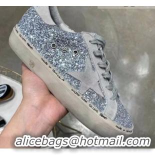 Fashion Golden Goose GGDB Sequins Suede Sneaker Silver/Grey 051109