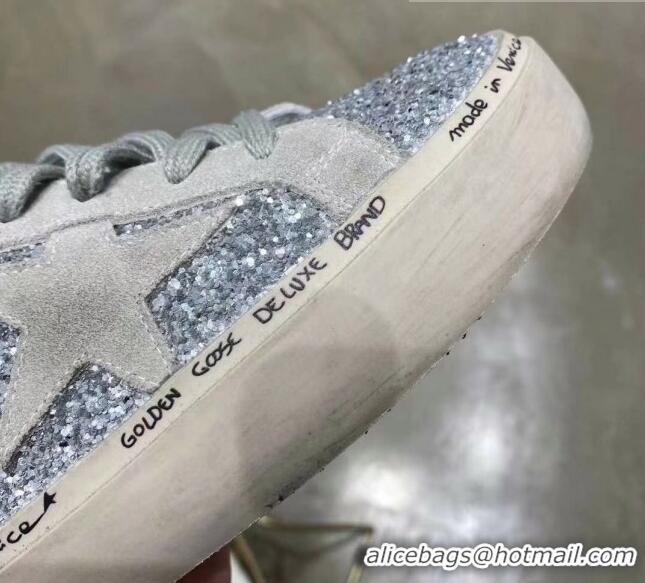 Fashion Golden Goose GGDB Sequins Suede Sneaker Silver/Grey 051109