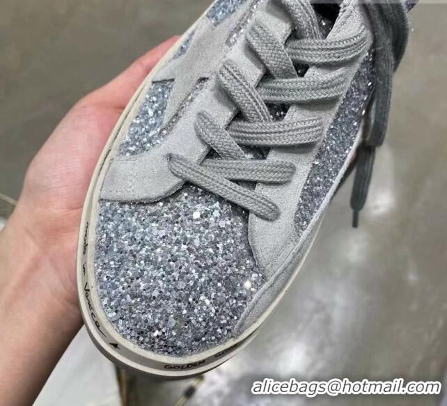 Fashion Golden Goose GGDB Sequins Suede Sneaker Silver/Grey 051109