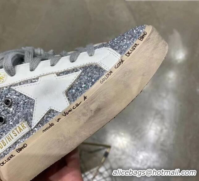 Top Quality Golden Goose GGDB Calfskin Sequins Sneaker Silver 051110