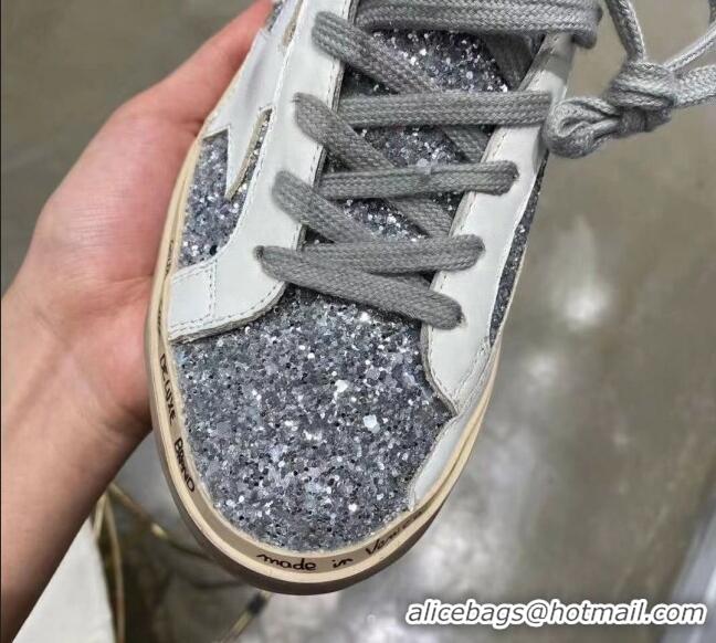 Top Quality Golden Goose GGDB Calfskin Sequins Sneaker Silver 051110