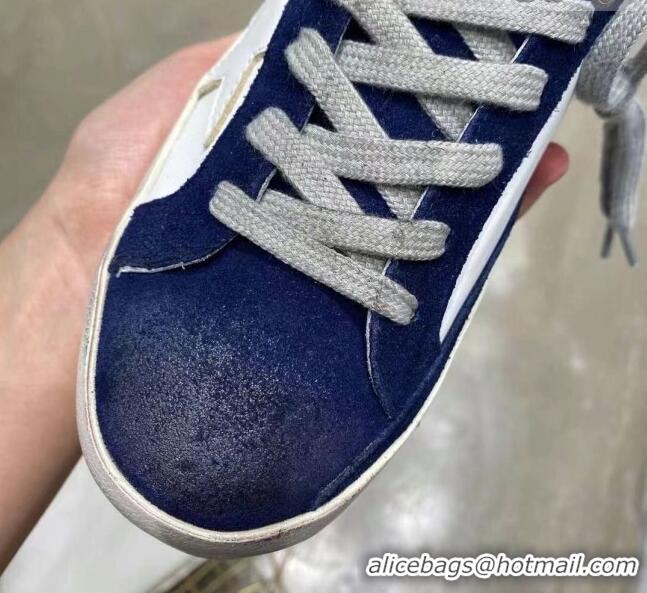 Good Product Golden Goose GGDB Calfskin Suede Sneaker White/Navy Blue 051116