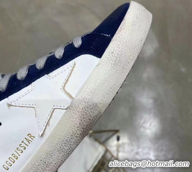 Good Product Golden Goose GGDB Calfskin Suede Sneaker White/Navy Blue 051116