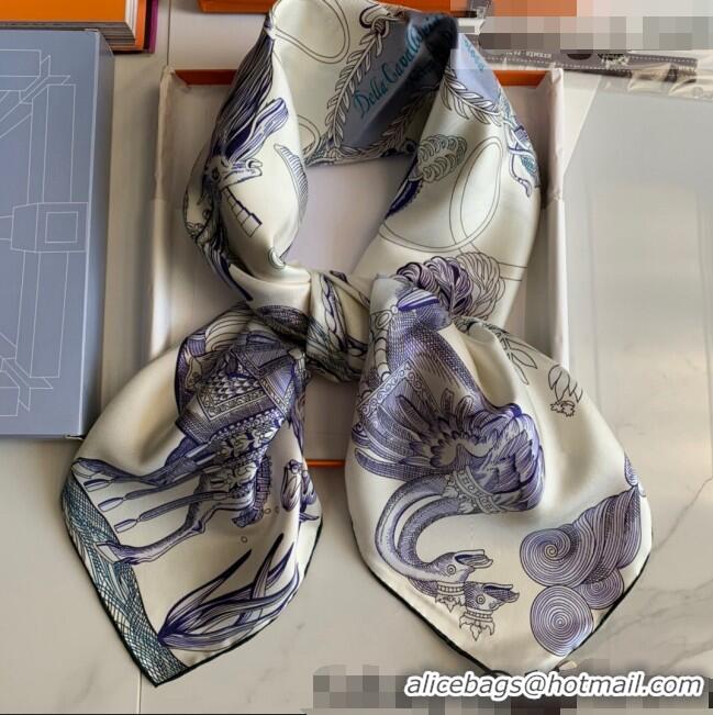 Cheapest Hermes Reversible Silk Sqaure Scarf 90x90cm H62311 Blue 2021