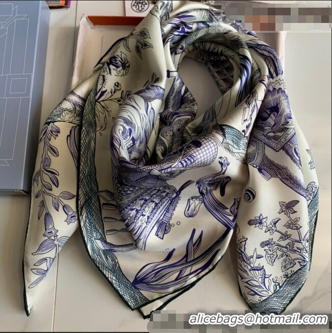 Cheapest Hermes Reversible Silk Sqaure Scarf 90x90cm H62311 Blue 2021