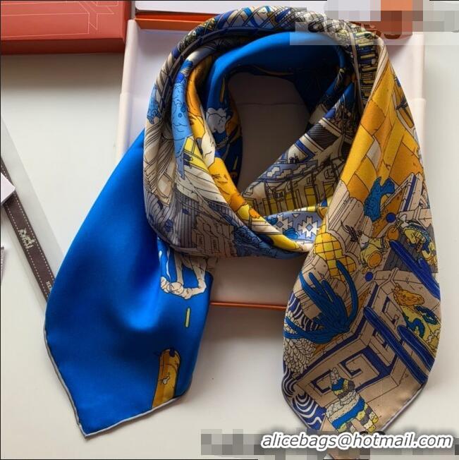 Classic Specials Hermes Carre Silk Square Scarf 90x90cm H62312 Blue 2021