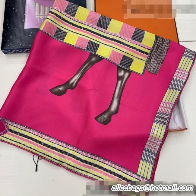 Discount Hermes War Horse Silk Square Scarf 90x90cm H62312 Pink 2021