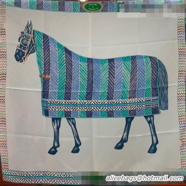 Low Price Hermes War Horse Silk Square Scarf 90x90cm H62312 Blue 2021