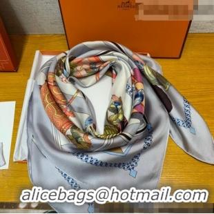 Reasonable Price Hermes Mask Rider Silk Square Scarf 90x90cm H62313 Grey 2021